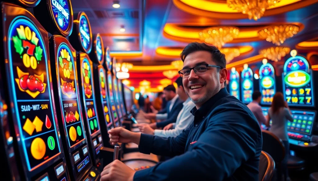 Experience the thrill of winning at slot depo 5rb machines in a luxurious casino setting.