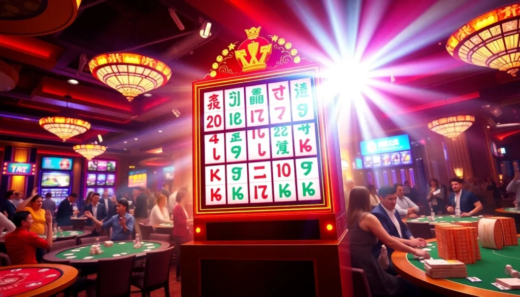 Experience the thrill of the slot demo mahjong with a vibrant casino scene alive with excitement and winning plays.