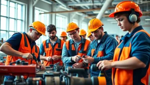 Trade School Knoxville TN students engaged in practical training in a vibrant workshop.