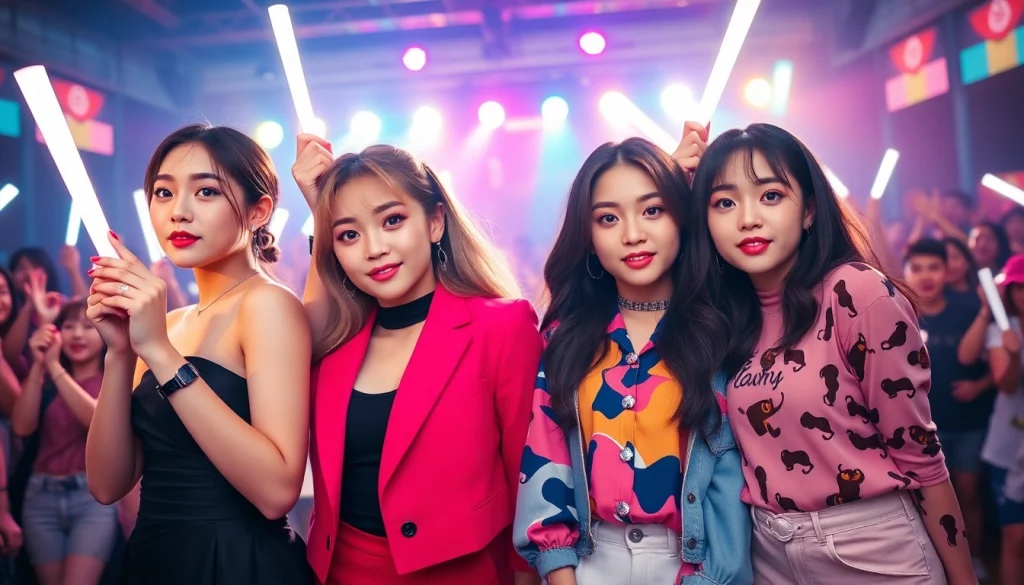 Highlighting blackpink members Jisoo, Jennie, Rosé, and Lisa in an energetic K-pop concert setting.