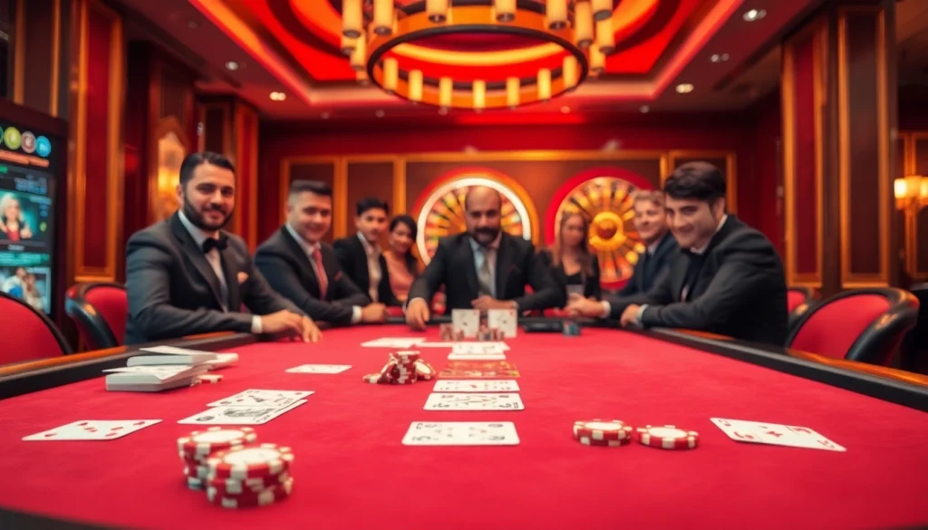 Exciting poker game setup with colorful chips and cards at https://hanoiculturetravel.com/ casino event.