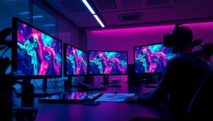 NSFW AI image generation in a modern digital workspace with cutting-edge technology