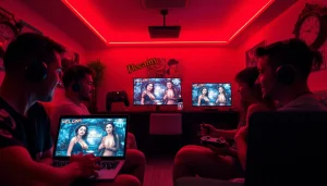 Interactive gaming scene featuring adults immersed in engaging html porn games online.