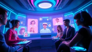 Engaging NSFW character AI avatars in a futuristic chat environment, showcasing innovative technology.