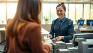 Menyimpan deposit 1k tunai dalam transaksi di bank dengan petugas yang membantu