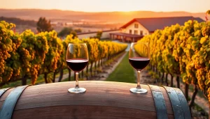 Experience the charm of Winery Sacramento with beautiful grapevines and a glass of wine.
