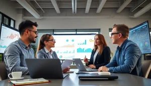 Analyze data to find competitor pricing trends with a professional business team in action.