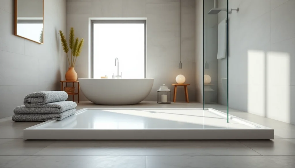 Stylish shower base showcased in a modern bathroom with elegant decor.