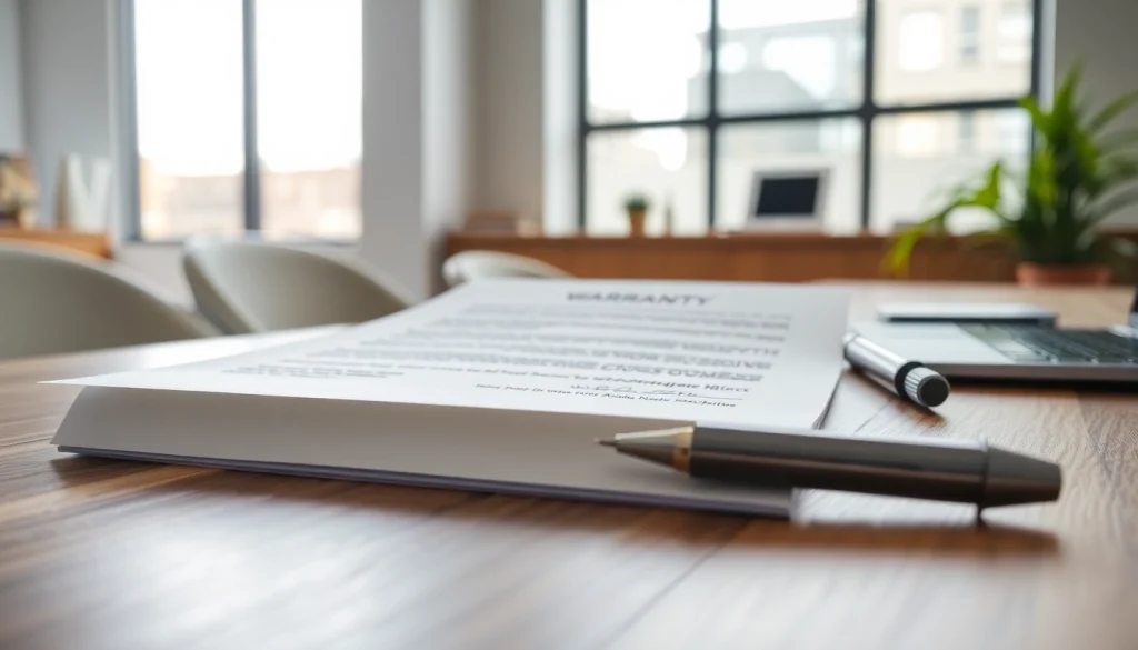 Highlighting transparent warranty coverage with a professional document and signature on a desk.