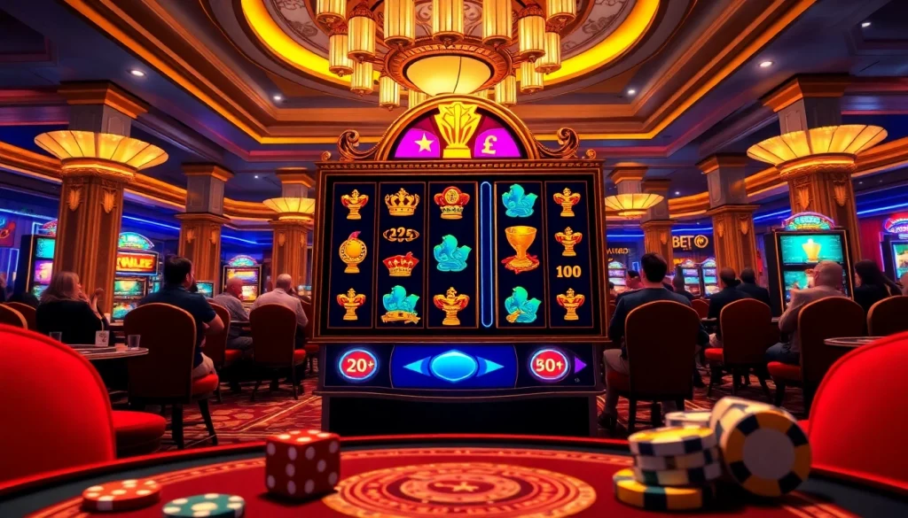Berinteraksi dengan mesin slot Olympus 1000 saat pemain menikmati permainan taruhan tinggi di kasino mewah.