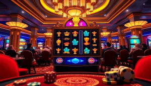 Berinteraksi dengan mesin slot Olympus 1000 saat pemain menikmati permainan taruhan tinggi di kasino mewah.