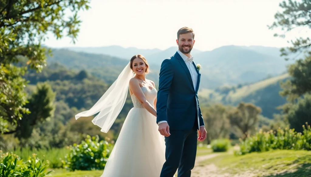 Carmel wedding photography capturing a bride and groom’s joyful moment in scenic nature.