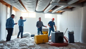 Vapor Barrier Installation process with a professional team working efficiently in a crawl space.