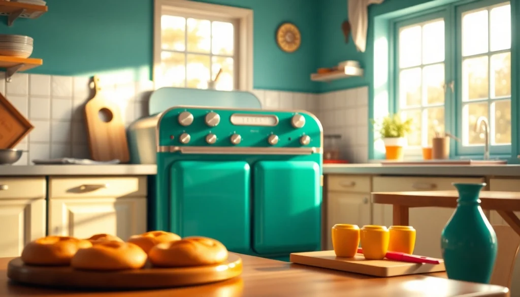 Baking delicious treats using the Retro Oven in a cozy kitchen filled with warmth.
