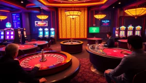 Experience the excitement of 888VND with vibrant online casino scenes featuring poker, blackjack, and roulette.