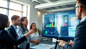 Engaged professionals discussing competitive intelligence faqs in a modern workspace.