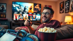 ดูหนัง กับผู้ชมที่มีความสุขในห้องนั่งเล่นที่อบอุ่น