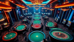 Découvrez l'excitation du casino en ligne Français avec des joueurs plongés dans une atmosphère de casino en ligne captivante.