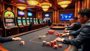 Vivez l'excitation du casino en ligne Français avec des machines à sous vibrantes, des jetons de poker et des roues de roulette.