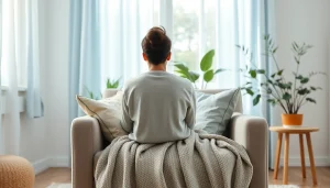 Understanding anxiety symptoms in a calming therapy setting with natural light and inviting decor.
