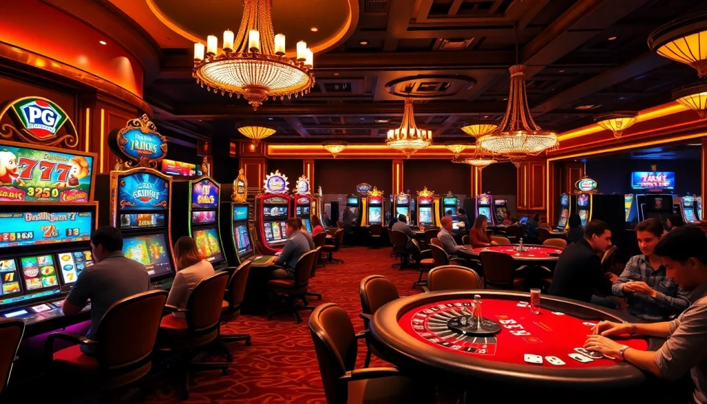 Exciting gameplay at pg slot machines in a luxurious casino atmosphere.
