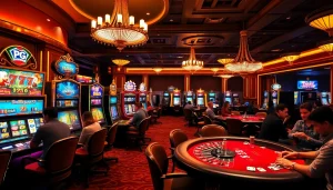 Exciting gameplay at pg slot machines in a luxurious casino atmosphere.