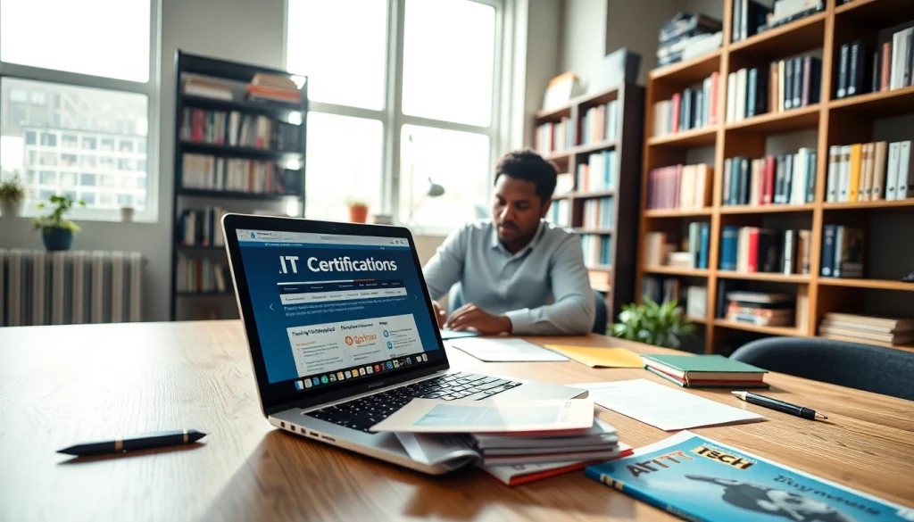 Achieve IT certifications without studying in a modern workspace filled with tech resources.