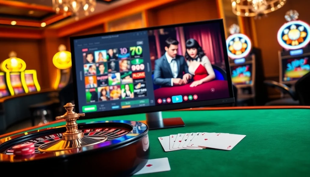 Vivez l'excitation du casino en ligne Français avec des joueurs de poker et une roue de roulette.