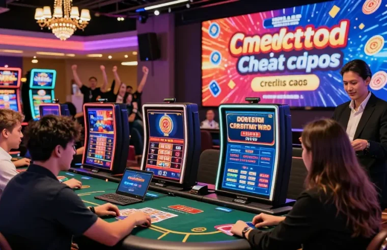 Exciting online gaming scene with players at casinos that take credit cards in vibrant atmosphere