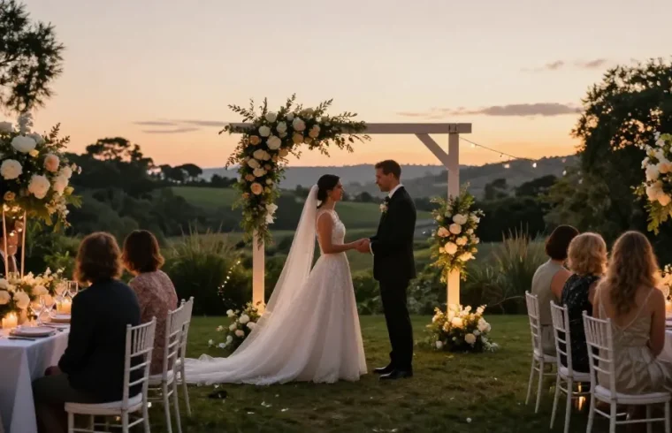 rokok88 slot exquisite outdoor wedding venue with elegant decor and romantic lighting